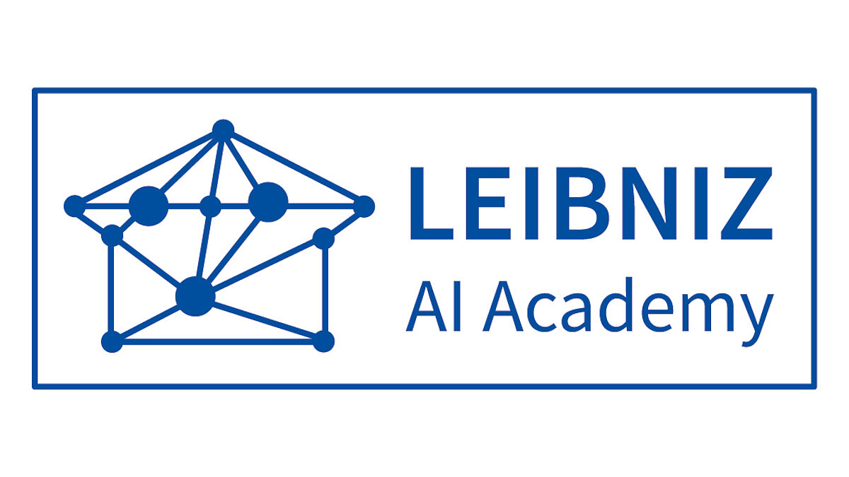 Das Logo der Leibniz AI Academy symbolisiert ein Datennetz in Form eines Doktorhutes.